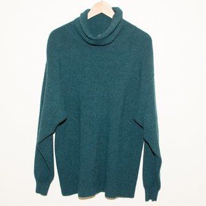 Free People Dark Teal Oversized Ribbed Turtleneck Sweater